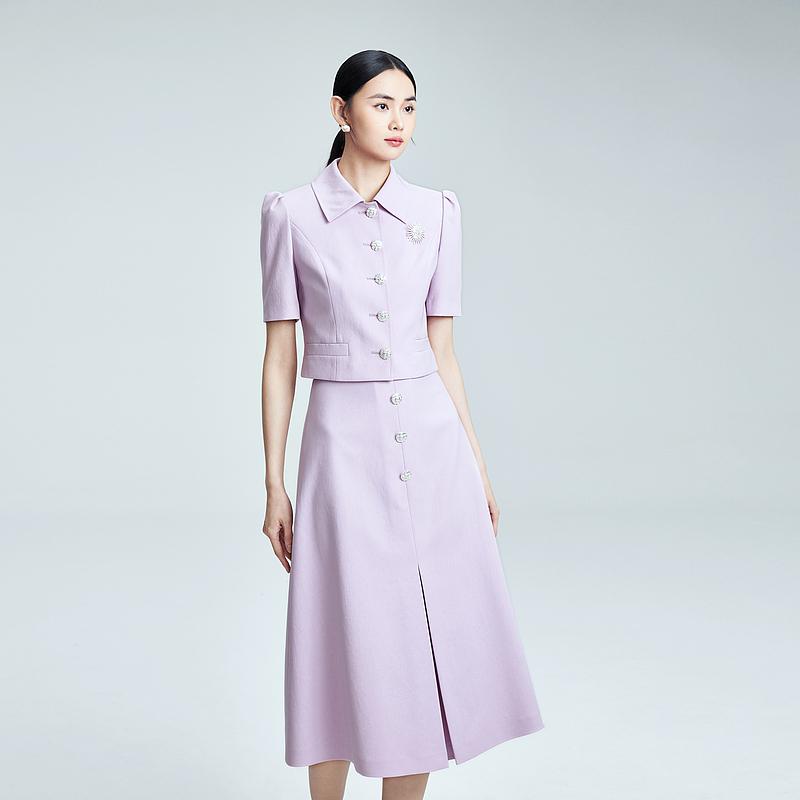 【祝绪丹同款】优雅丁香紫短外套-MJFB05WJK752L11/zb