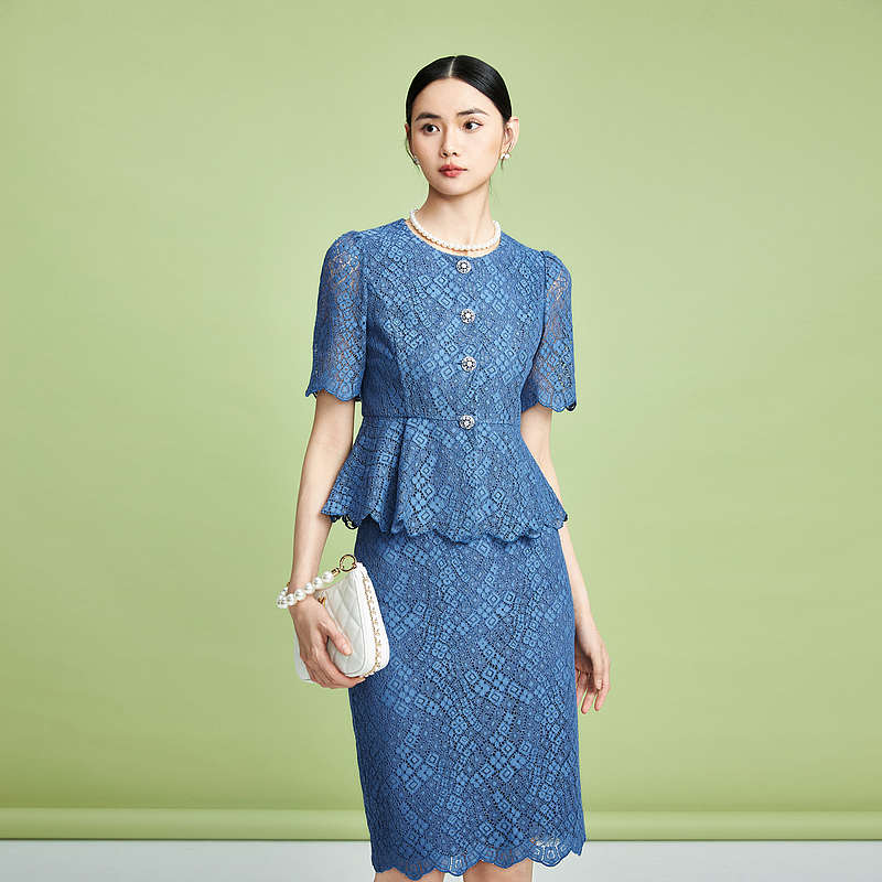 2024年新款知性优雅蕾丝上衣优设计感修身显瘦-MJFB04WBL742U61