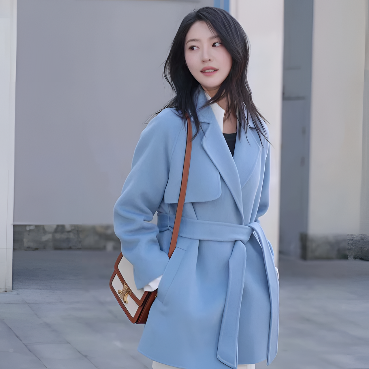 惊喜价纯羊毛大衣短款V领收腰显瘦MPED18HMC520K01/zb