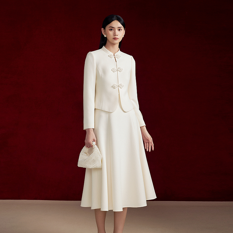 新中式国风气质24年新款温柔浪漫时尚显瘦A字裙-MJFD01WSK751W31