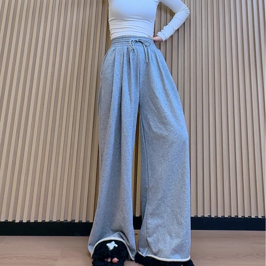 阔腿裤拖地裤垂感直筒裤春秋显瘦运动高腰休闲秋款薄款小个子百搭