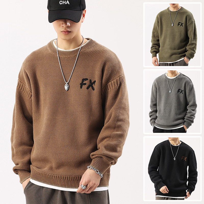 SUPM秋冬重磅美式针织毛衣男士复古宽松百搭长袖卫衣高级感上衣