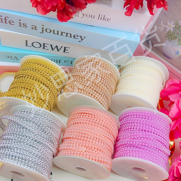 半面连线珠链链条diy手工发饰团扇扇子包边装饰