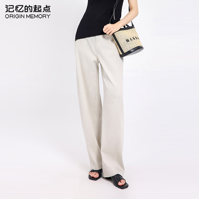 记忆的起点休闲直筒裤女夏季时尚款高腰百搭显瘦阔腿裤68AX27108