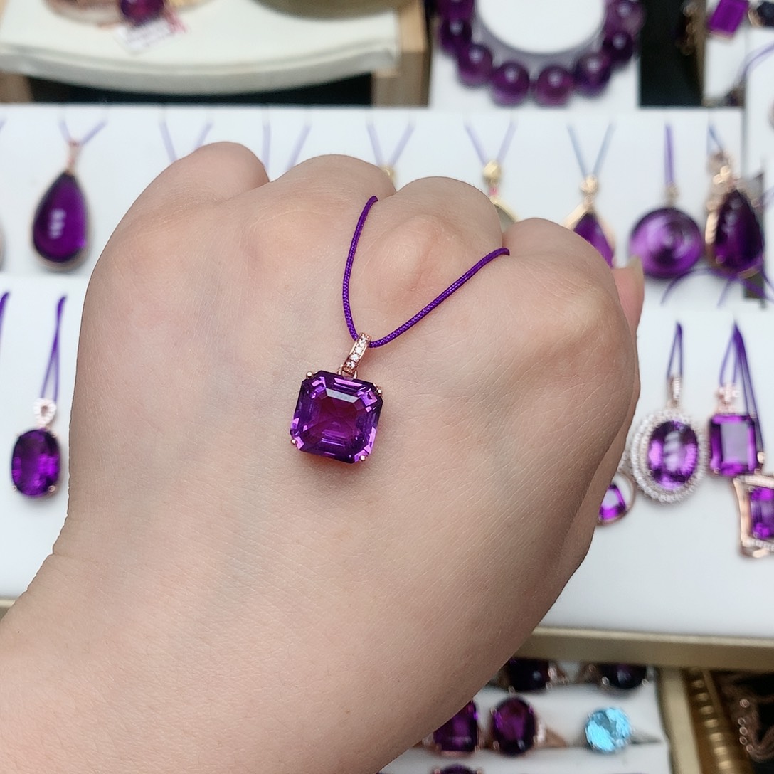 紫晶吊坠(赠链)银S925镶嵌