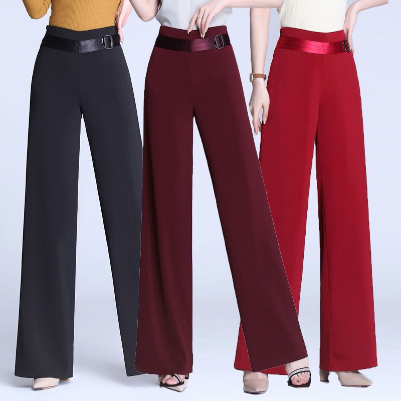 2023秋冬女高腰侧拉链休闲阔腿舞蹈裤阔腿裤免熨烫8867