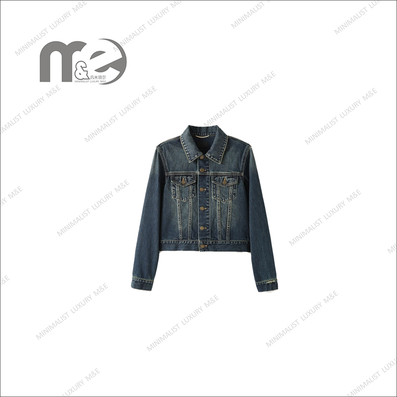 M&E（定制款）女士复古深蓝经典牛仔夹克外套GD66001