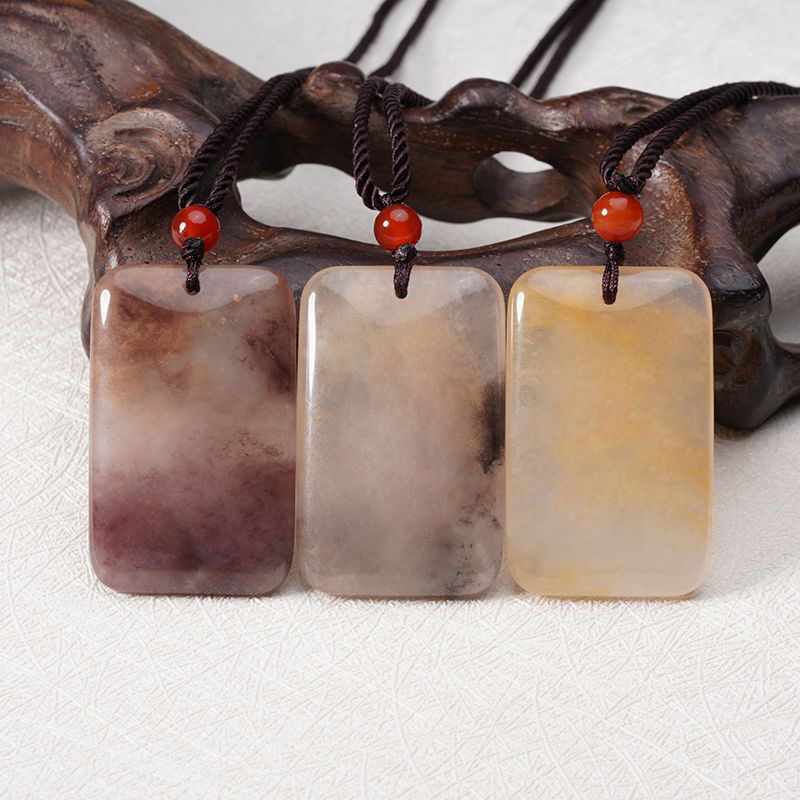 新疆金丝玉紫罗兰面包牌平安无事牌吊坠挂件(多样性发拍1发1）