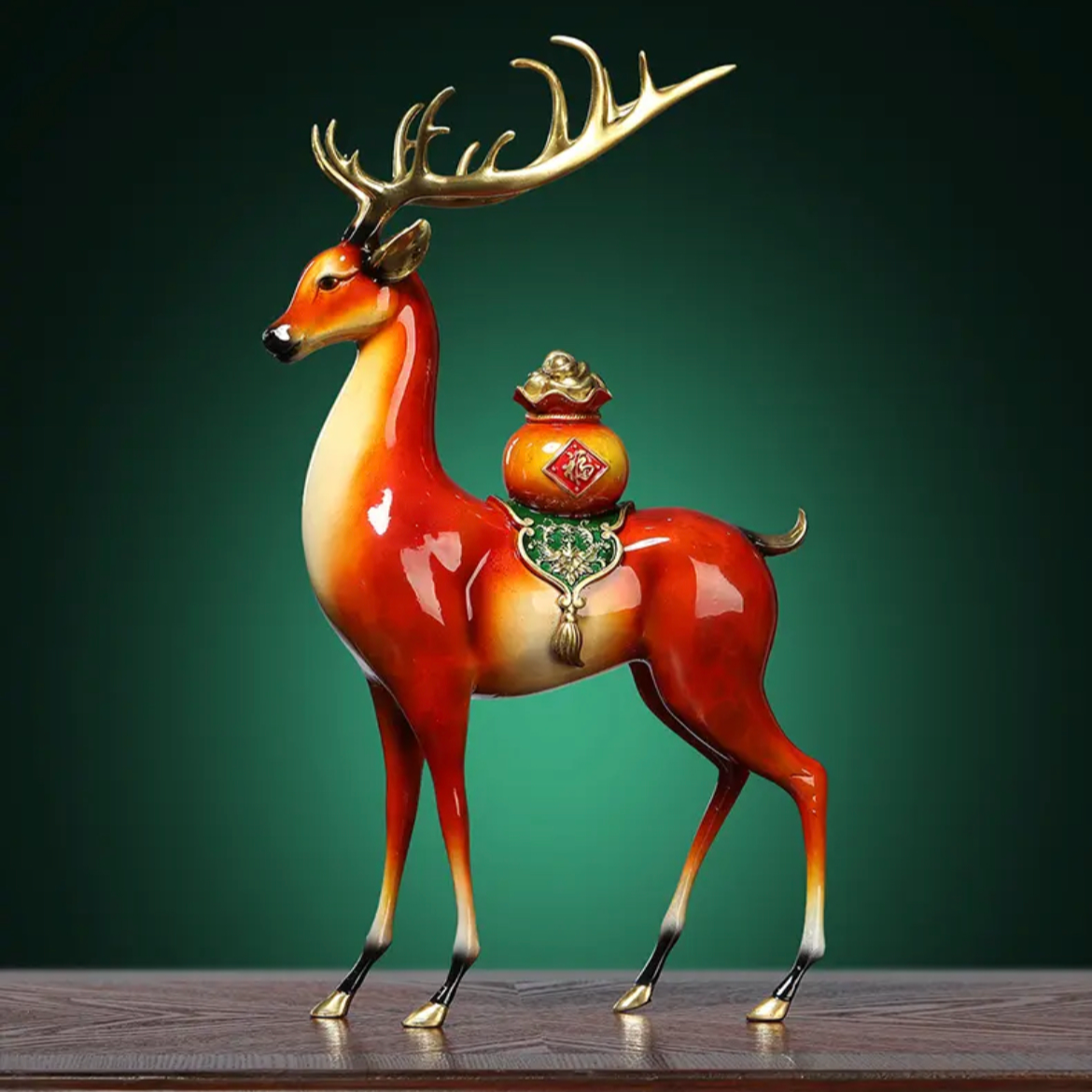 《一路福星》全铜鹿摆件家居酒柜工艺品办公室装饰品乔迁新居礼品