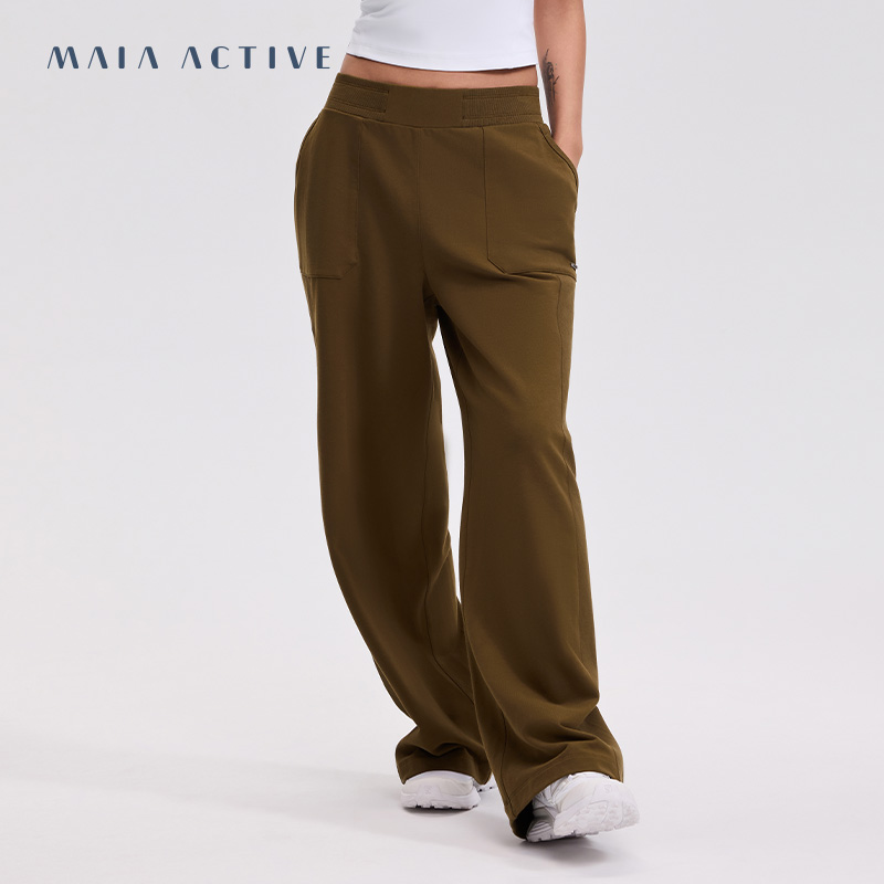 【5折】MAIA 简约直筒侧罗纹拼接中腰宽松舒适磨毛休闲裤 242PN004
