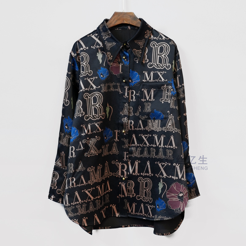 伦敦街头！香云纱重磅85姆米大皮子时尚大牌复古港风长袖衬衫X3081