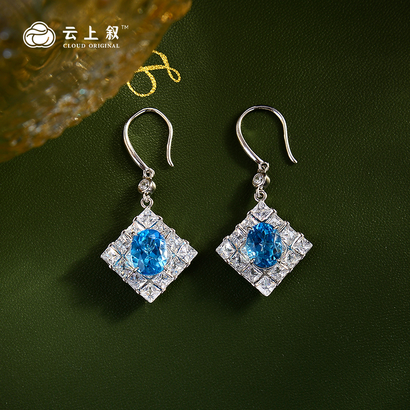 【云上好物】19 DS09398-S925银托帕石耳钩多样性发一件-6×8mm+（JG）