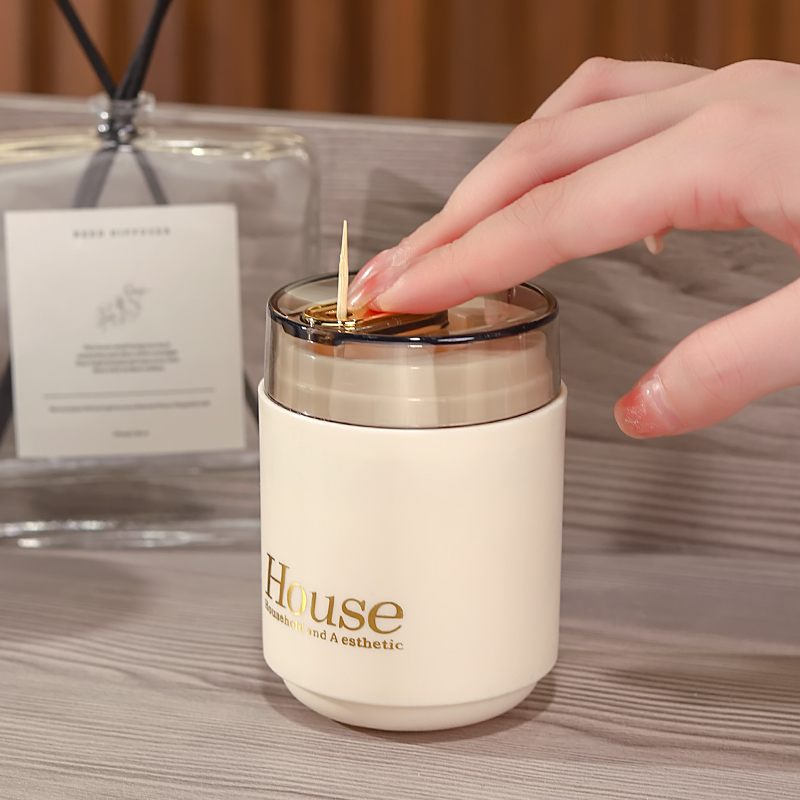 自动弹出牙签盒家用高档个性商用按压式牙签收纳罐轻奢牙签筒