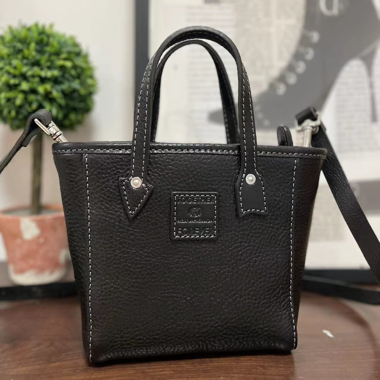 西部印像复古手工皮具手拎包意大利真皮桶包头层牛皮斜挎包-6628