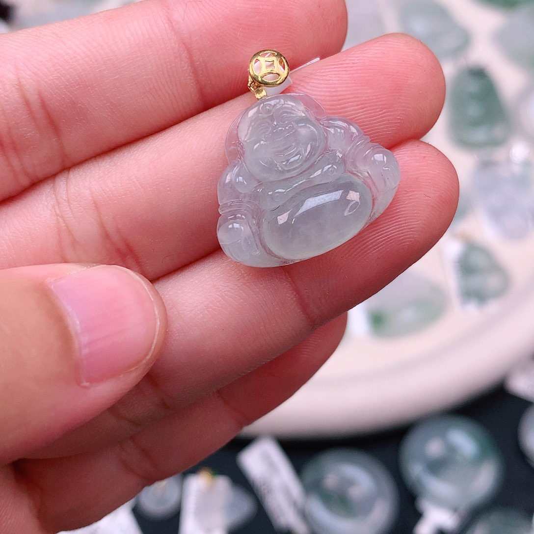 翡翠颈饰18K金镶嵌佛公