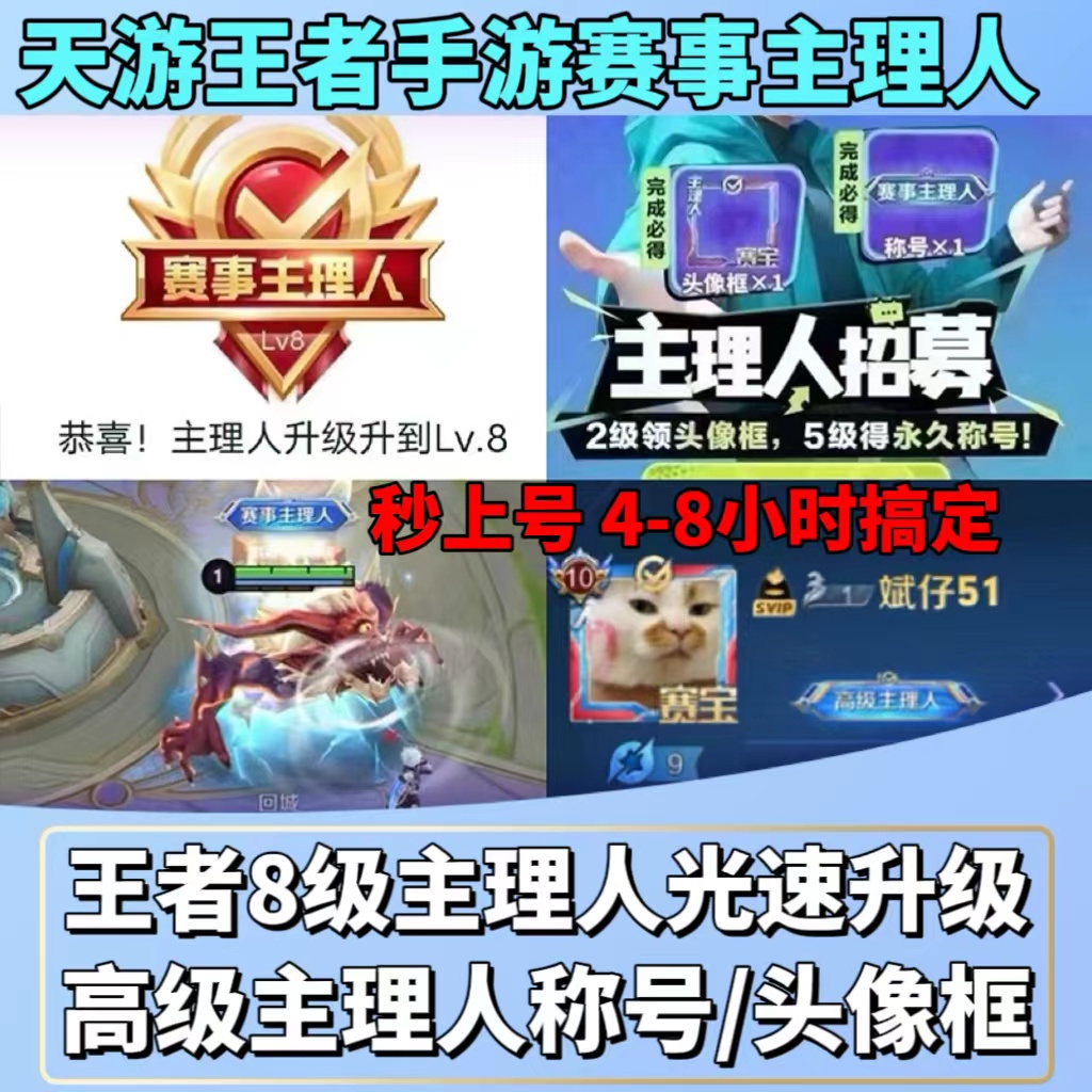 王者荣耀赛事主理人/高级主理人认证主理人8级 永久头像框+称号