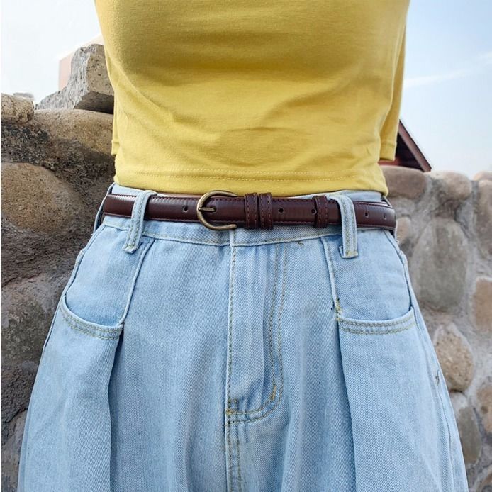 皮带女款港风文艺黑色皮带女通用韩版百搭款学生裤带复古腰带女士