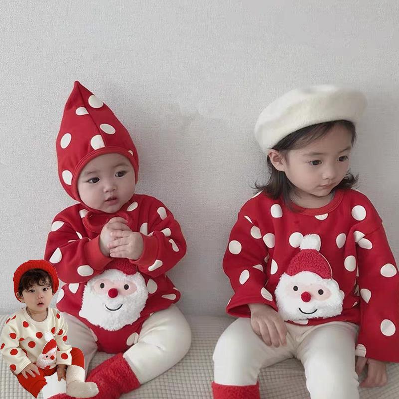 耶诞节儿童服装童装冬款新年可爱耶诞老人圣诞Christmas男女童新