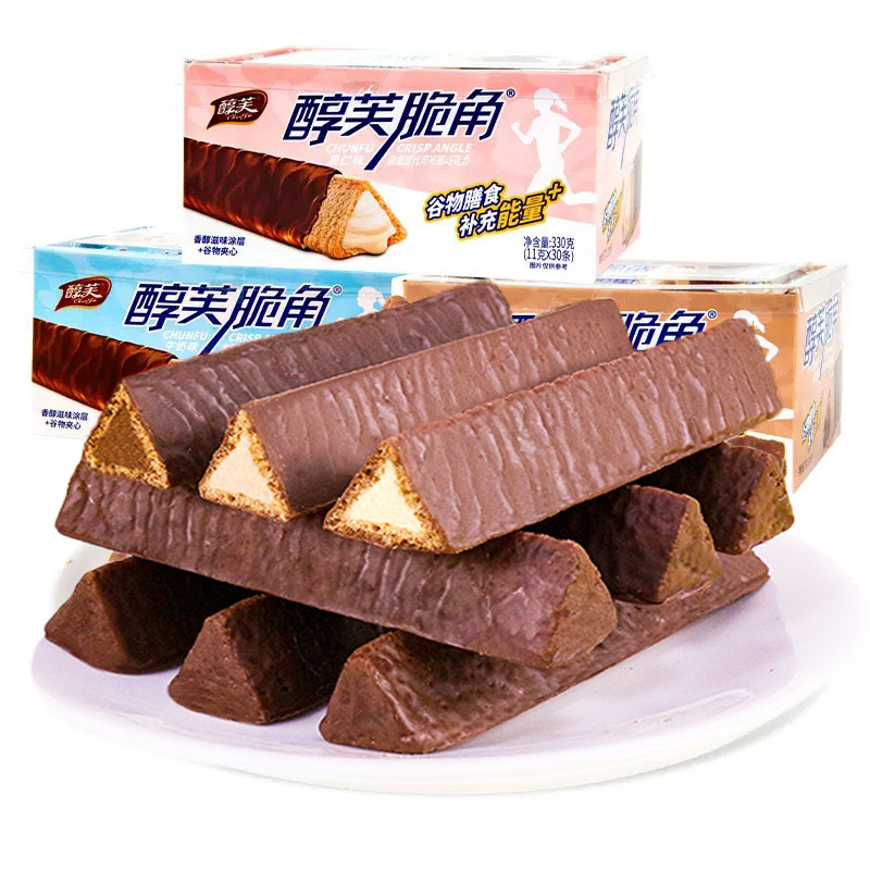 脆角涂层巧克力燕麦饼干棒牛奶味果仁味谷物夹心解馋休闲零食香甜