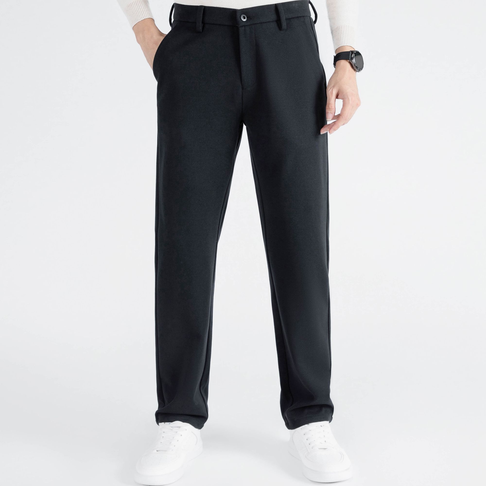 LAOYECHE/老爷车男秋冬裤子直筒四面弹加厚不加绒舒适简约休闲裤