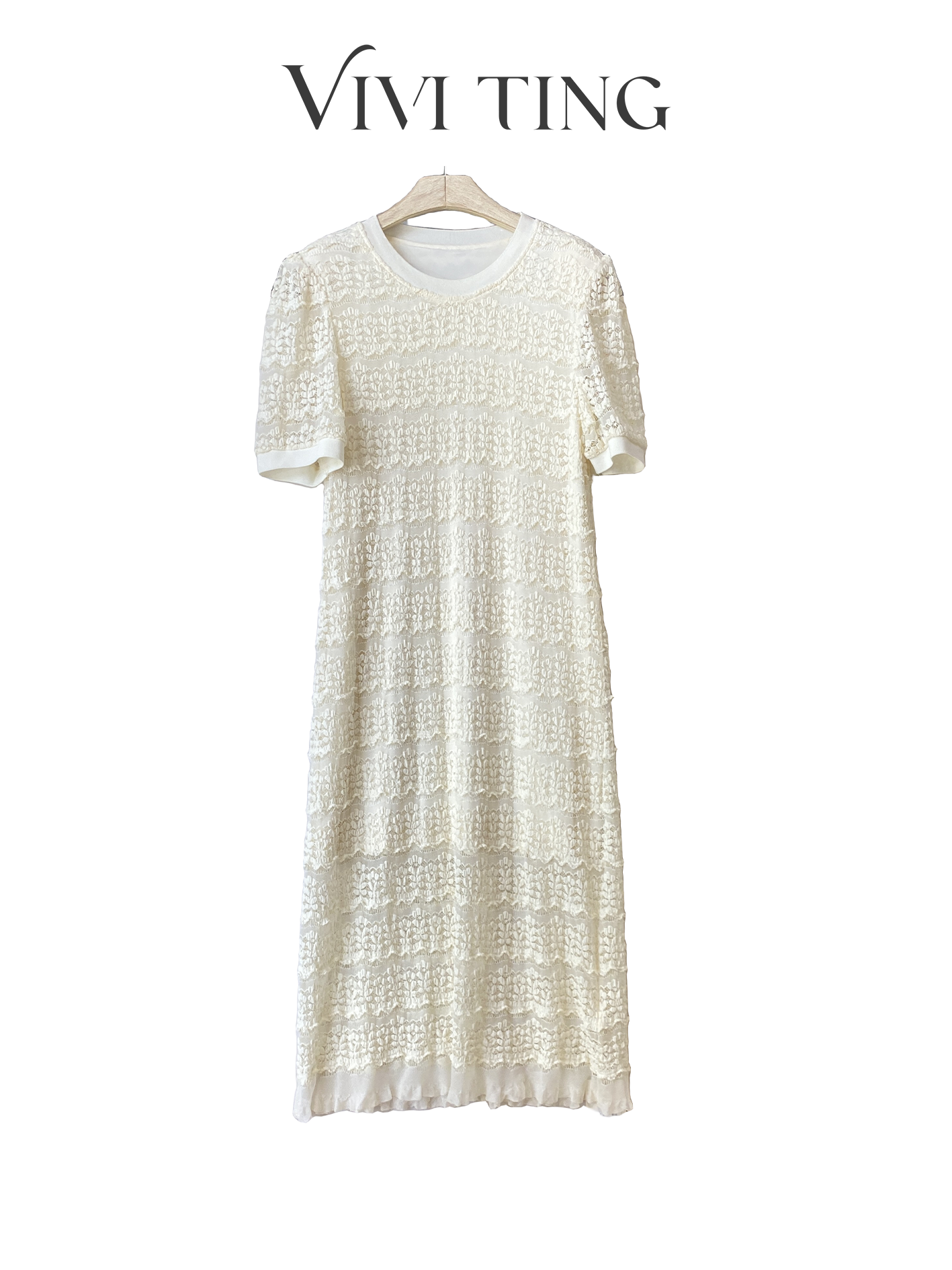 【VIVI·TING】婷姐推荐法式刺绣镂空蛋糕层泡泡袖短袖连衣裙s514