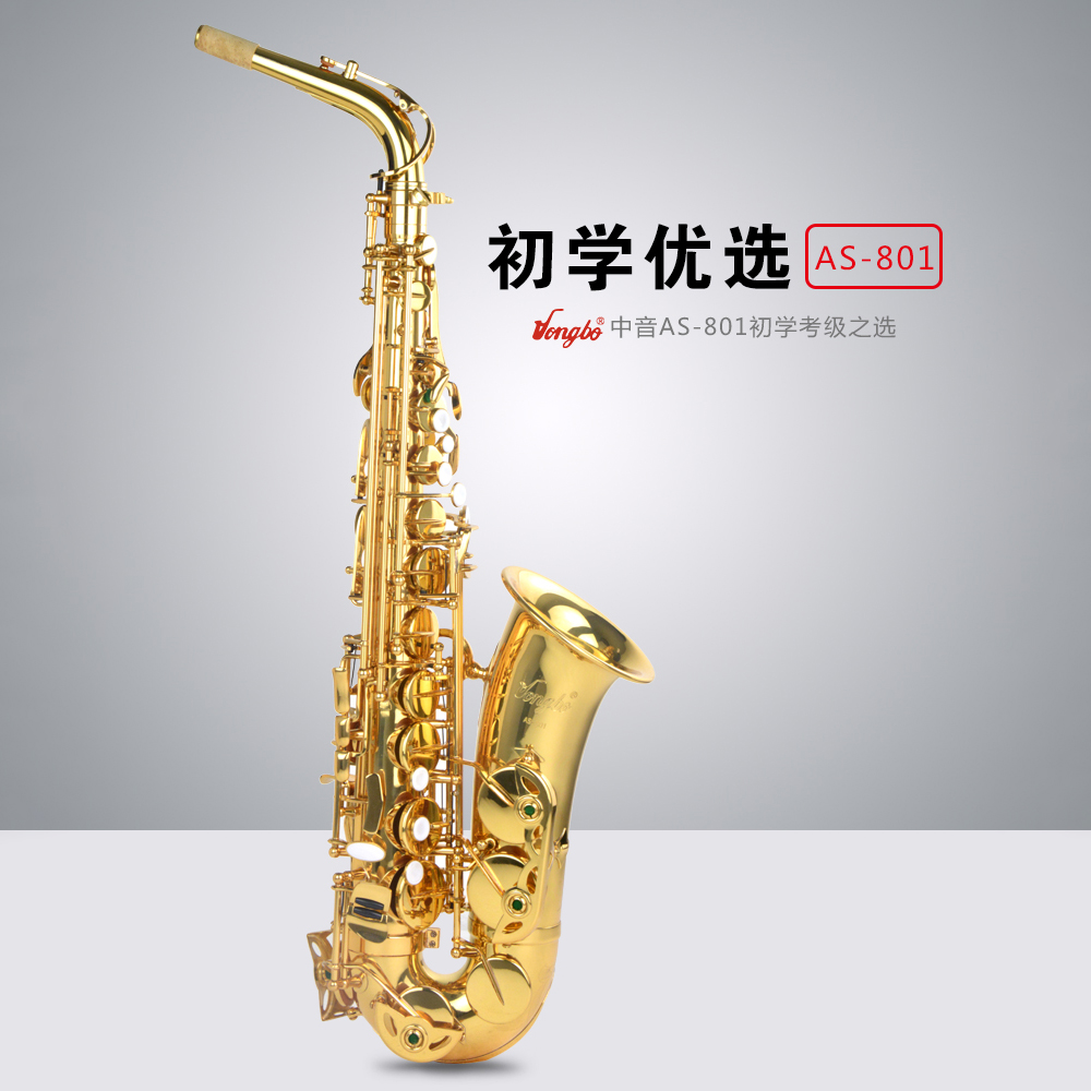 中音宏博 AS-801漆金 下单送2套课程，送挂带+弯德林哨片