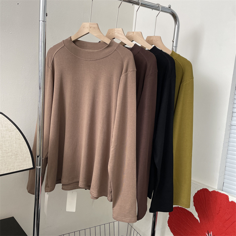 福福大码女装 正肩袖美拉德宽松显瘦打底衫200斤胖MM显瘦内搭上衣