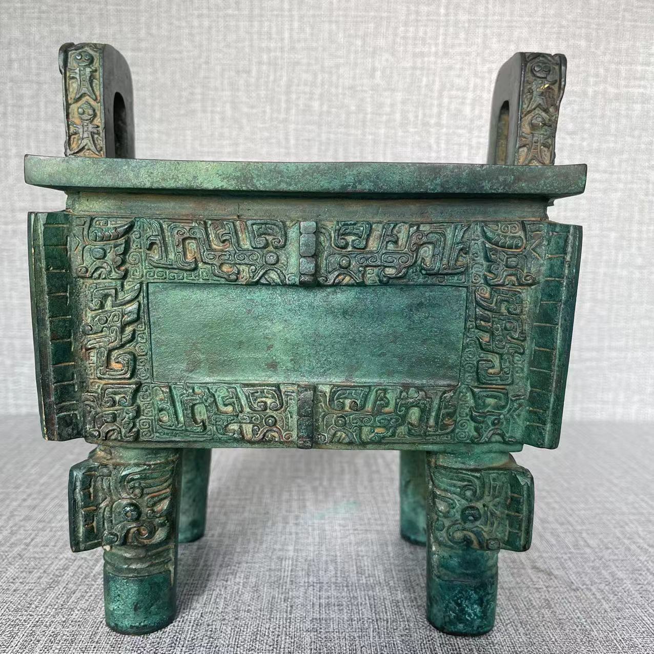 商【司母戊鼎】红斑绿锈包浆浑厚仿古摆件