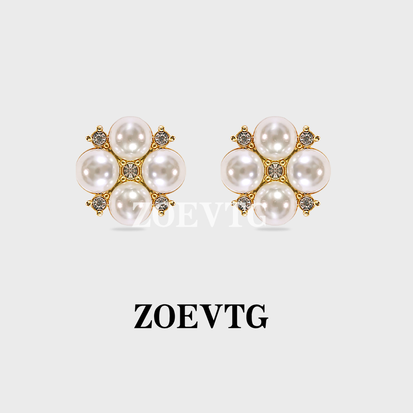 镀K金 四叶花】经典中古vintage复古气质耳钉耳夹配饰1085