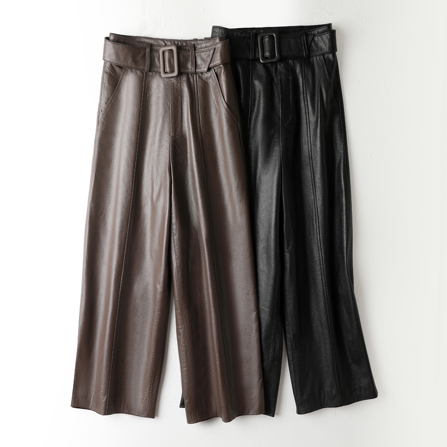 【F火苗】 超浮力 牛皮头层真皮女长裤休闲裤子新款显瘦1999