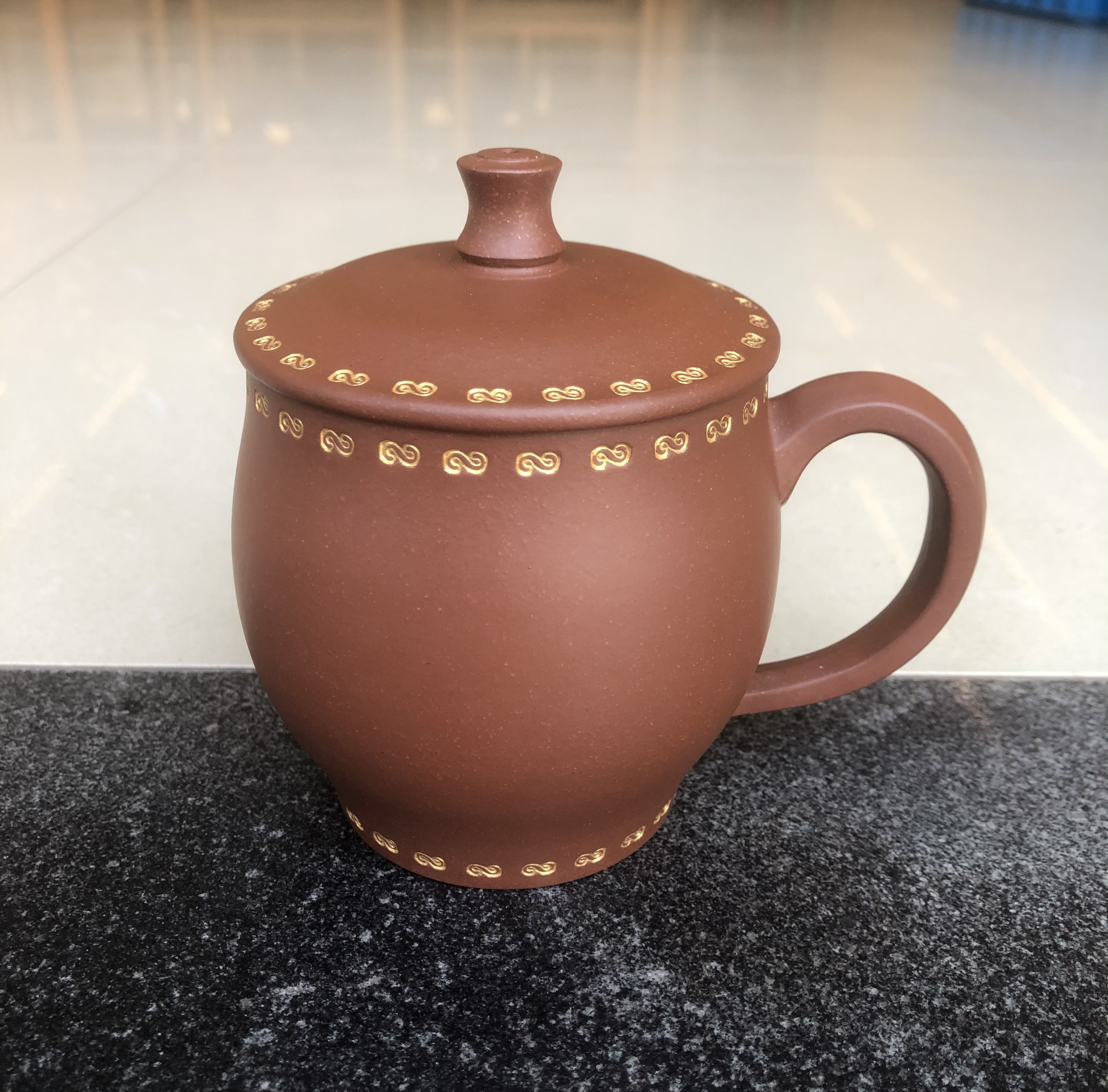 付刘云紫砂艺术、金边如意杯、原矿清水泥家藏原矿