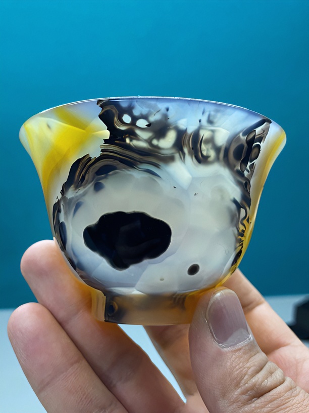 天然原矿手工玛瑙杯虎皮花主人杯