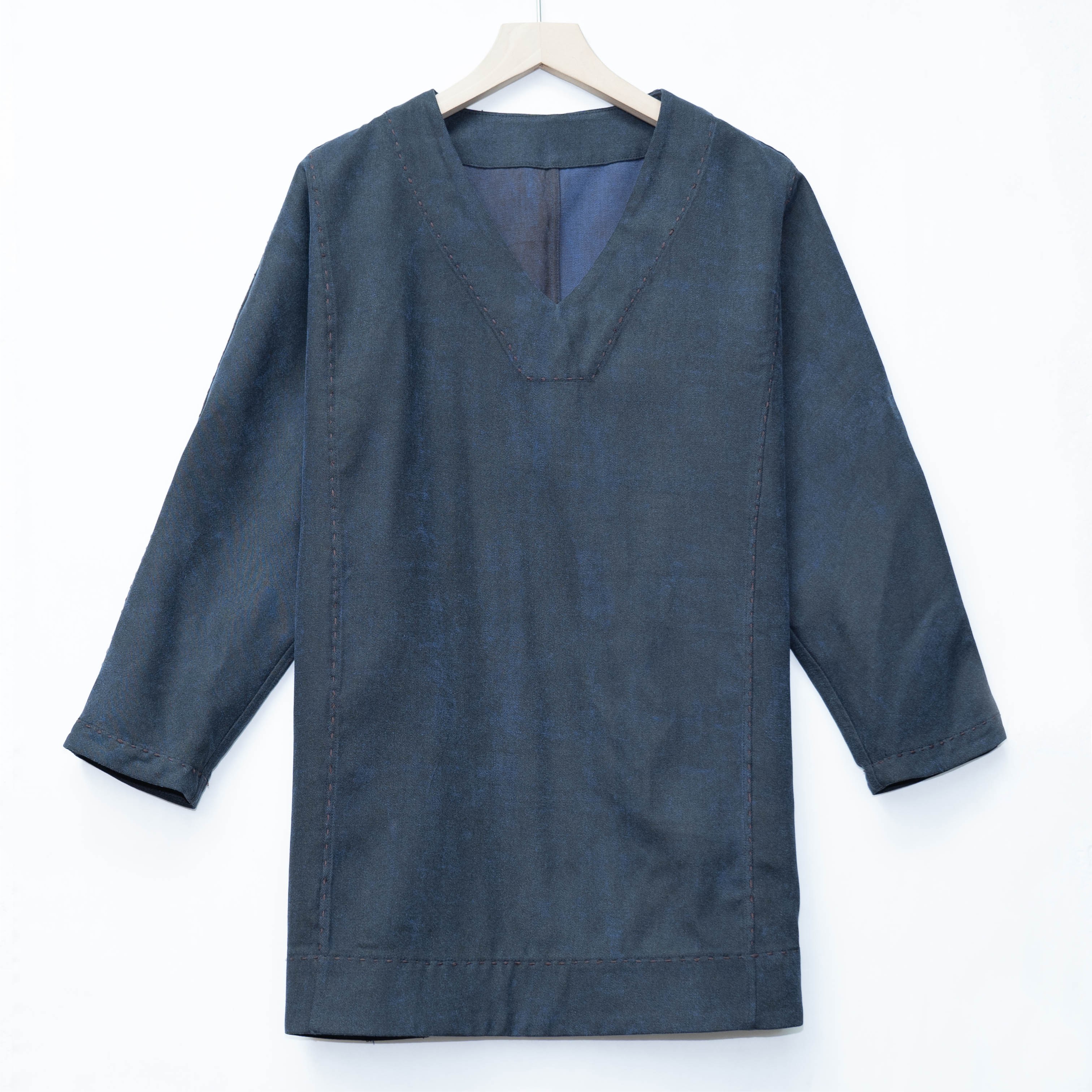 【戈莱薇】秋冬新中式斜纹绸柞蚕丝香云纱老料休闲套头上衣RJ015