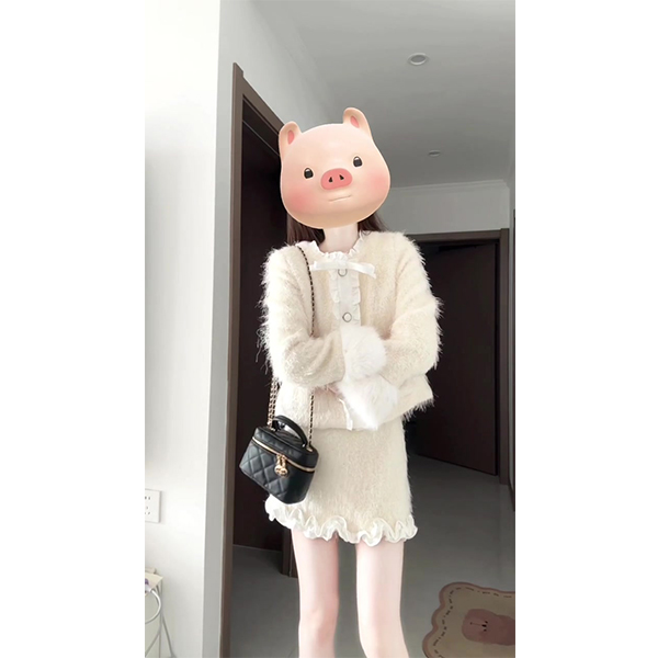 小香风套装温柔系穿搭秋冬富家千金高级感夹棉外套半身裙两件套裙