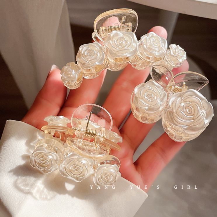 亚克力发饰  山茶花抓夹亚克力夹大中小号网红超仙发夹