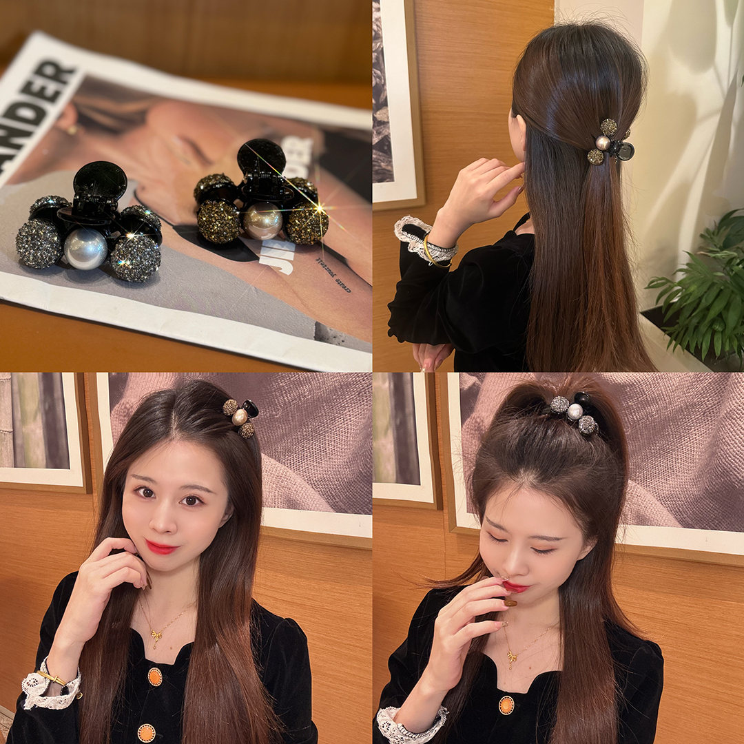 春夏温柔披肩发抓夹轻奢贝珠闪锆夹子刘海高马尾夹气质