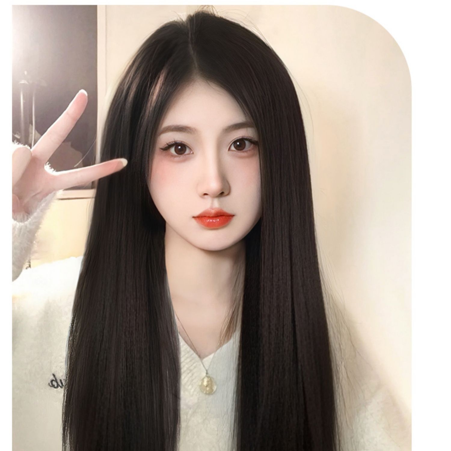 53-55公分直发原生发辫子发，处女发，可漂9度色全真发女款假发发片