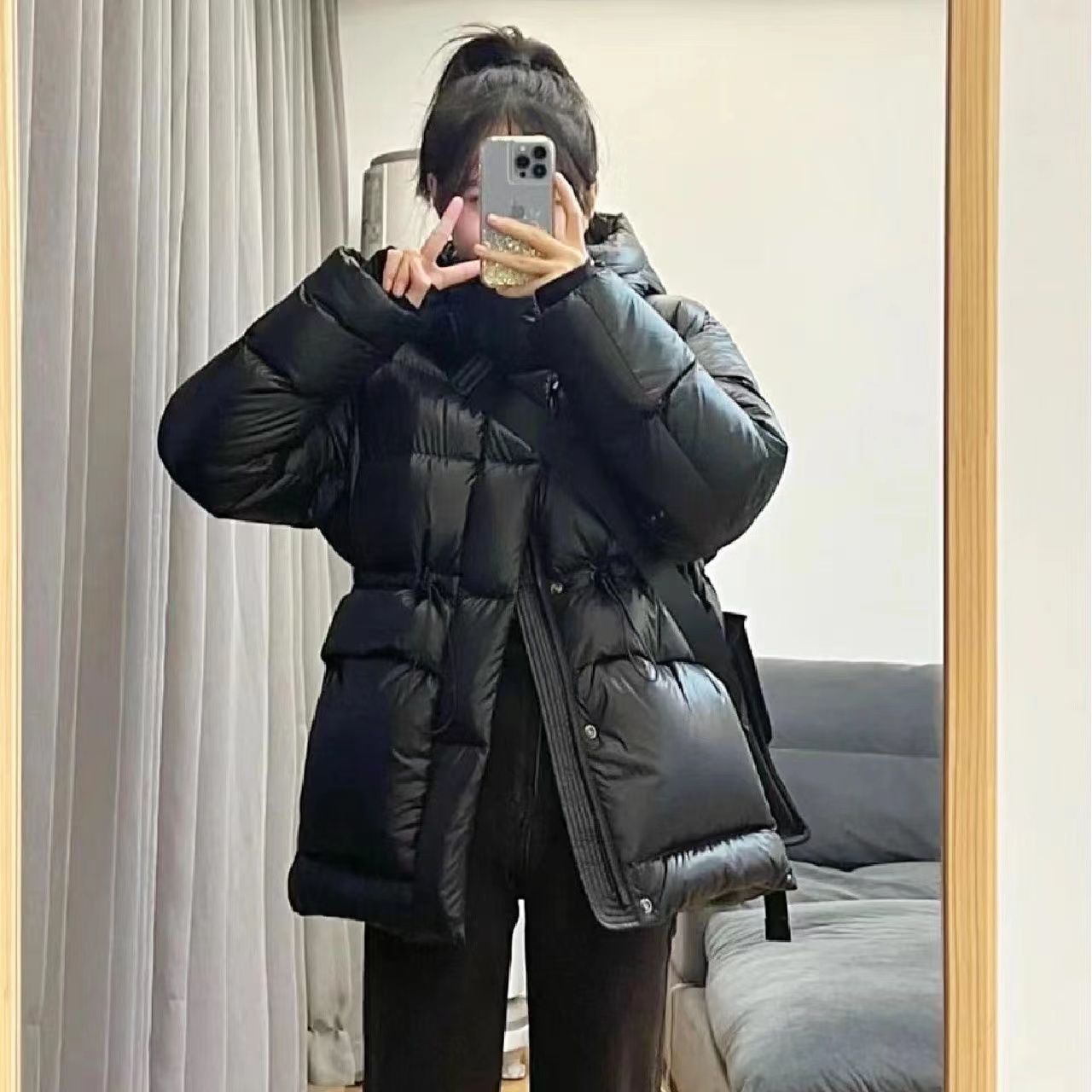 波司澄黑金羽绒服女短款2023冬季新款韩版小个子修身加厚外套