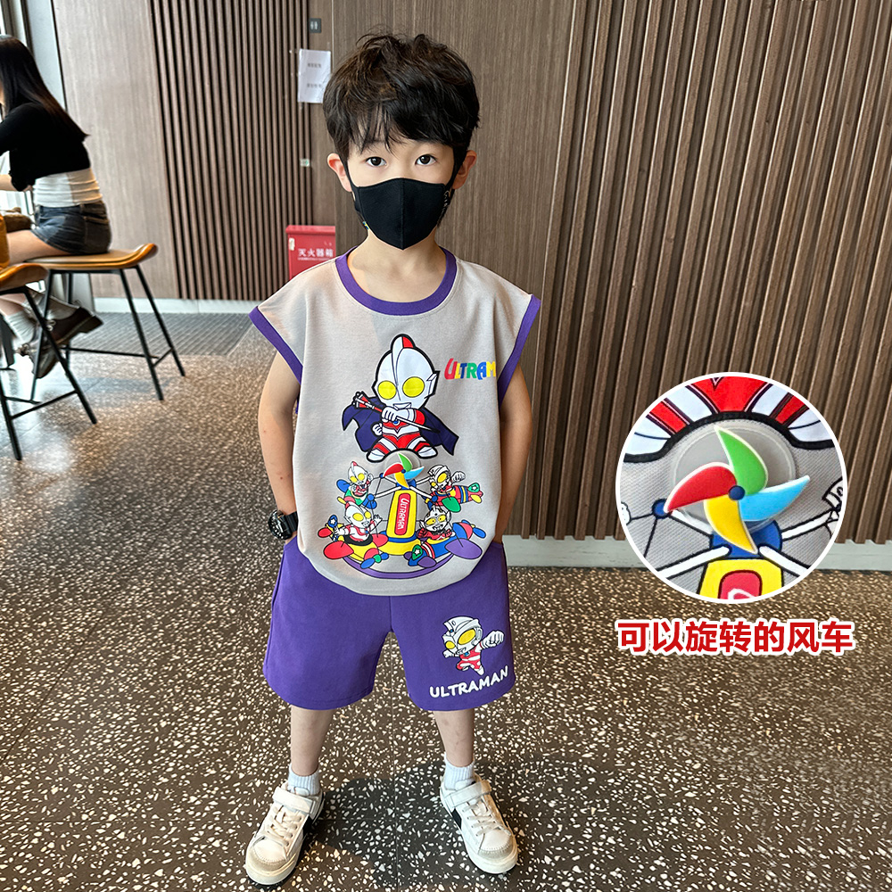 奥特夏天衣服男童夏装套装2026新款洋气休闲儿童夏季运动帅气潮