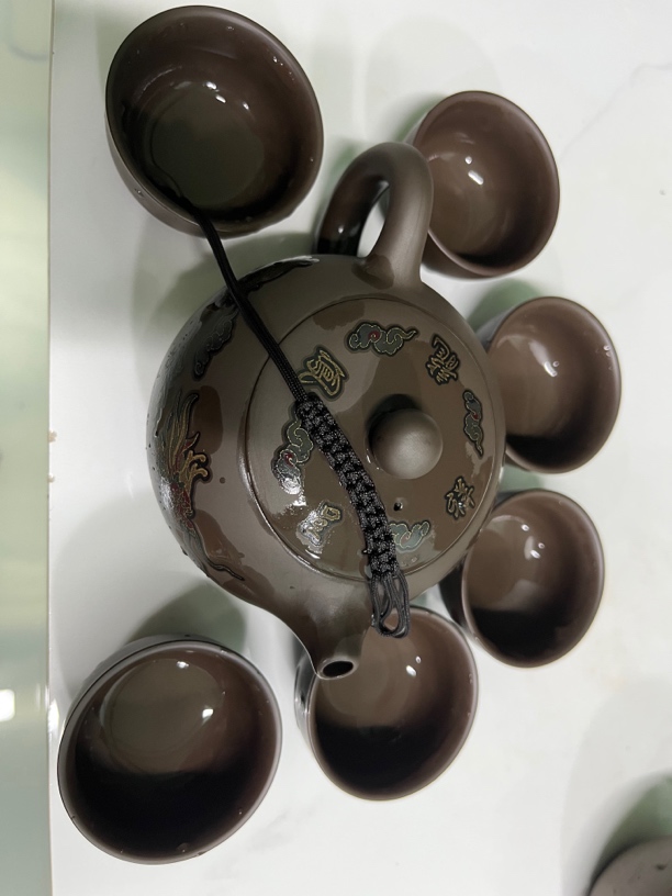 220cc龙凤呈祥西施凤鸣壶一壶六杯带壶绳（陈）