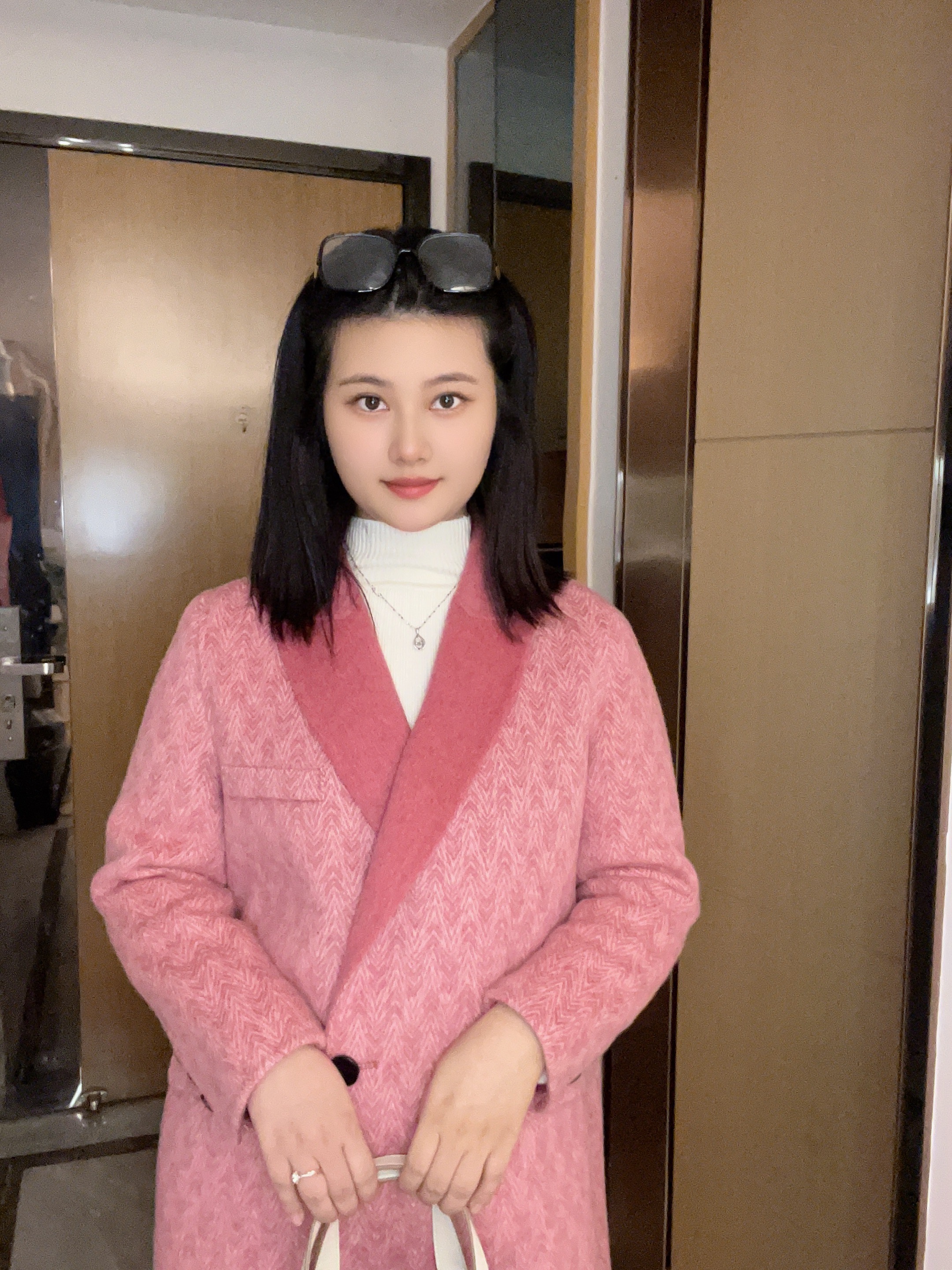 时尚气质百搭宽松设计师长款保暖秋冬毛呢外套