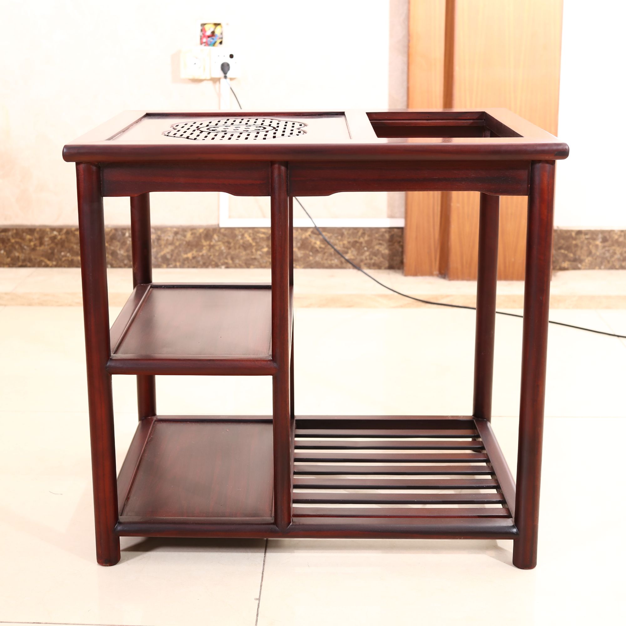 南美酸枝家用简约两用泡茶烧水可移动茶水架置物架客厅双层侧边