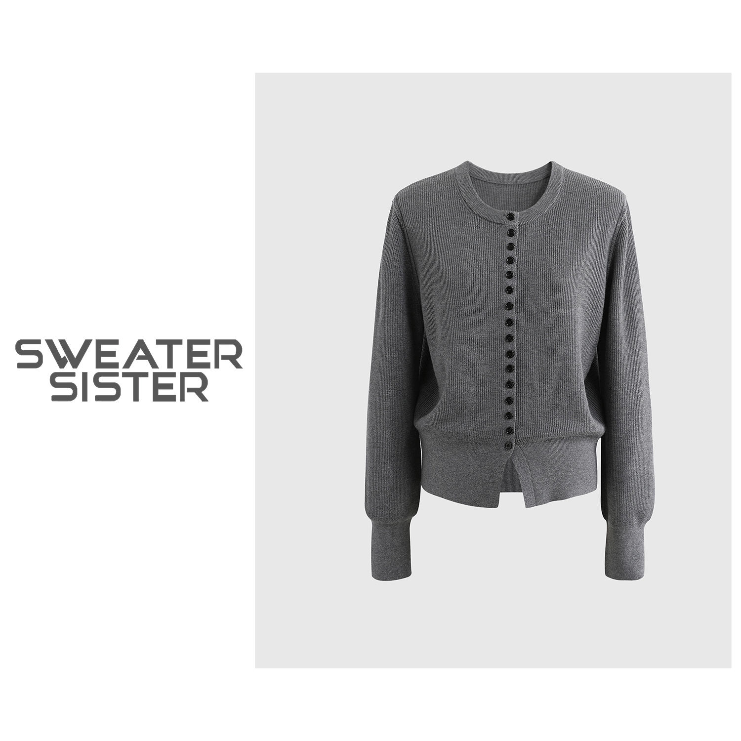 毛衣姐姐 秋季慵懒风圆领单排多扣针织开衫百搭显瘦女204-24211