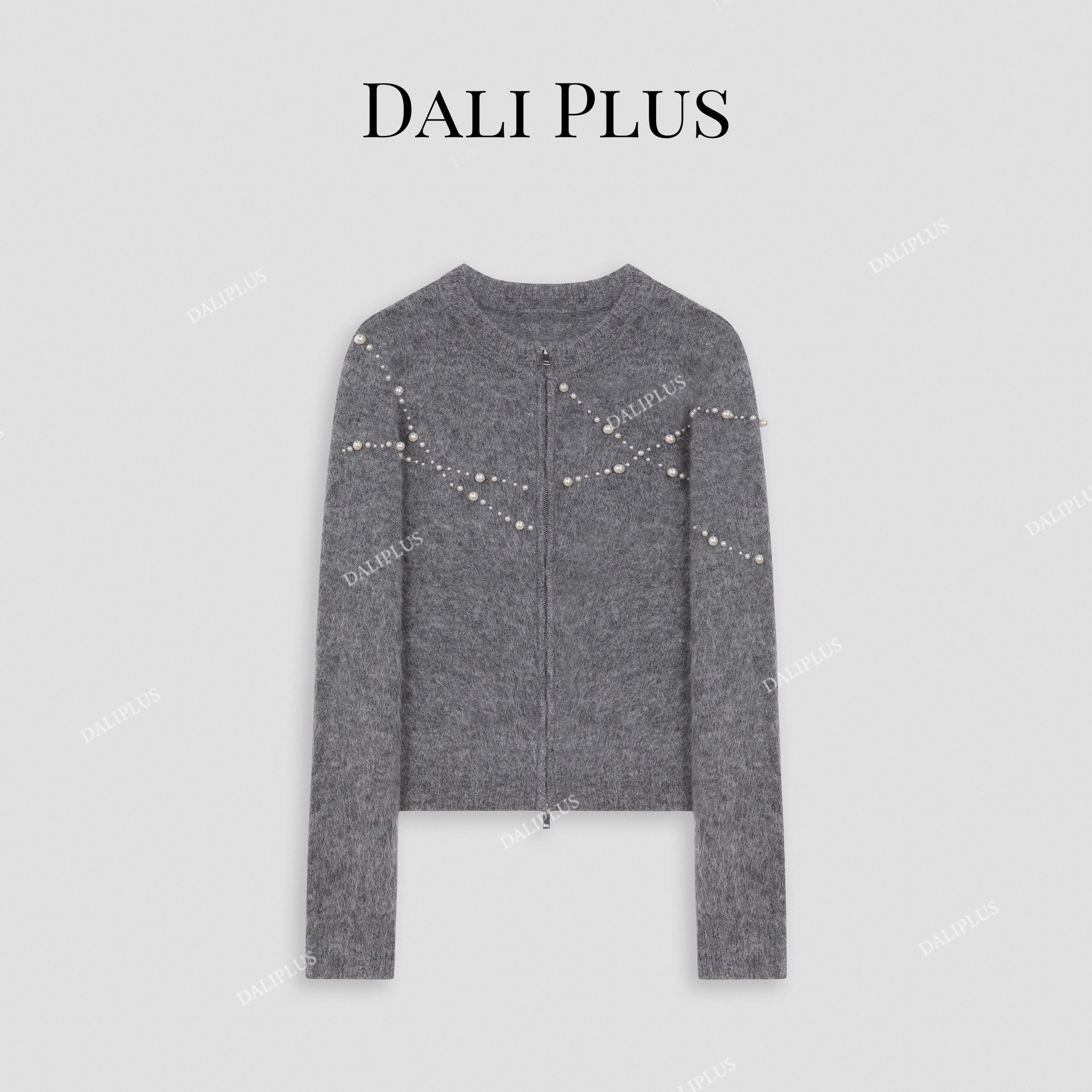 DALI PLUS高端线55%苏力羊驼毛 珍珠拉链针织衫-D4CH0116