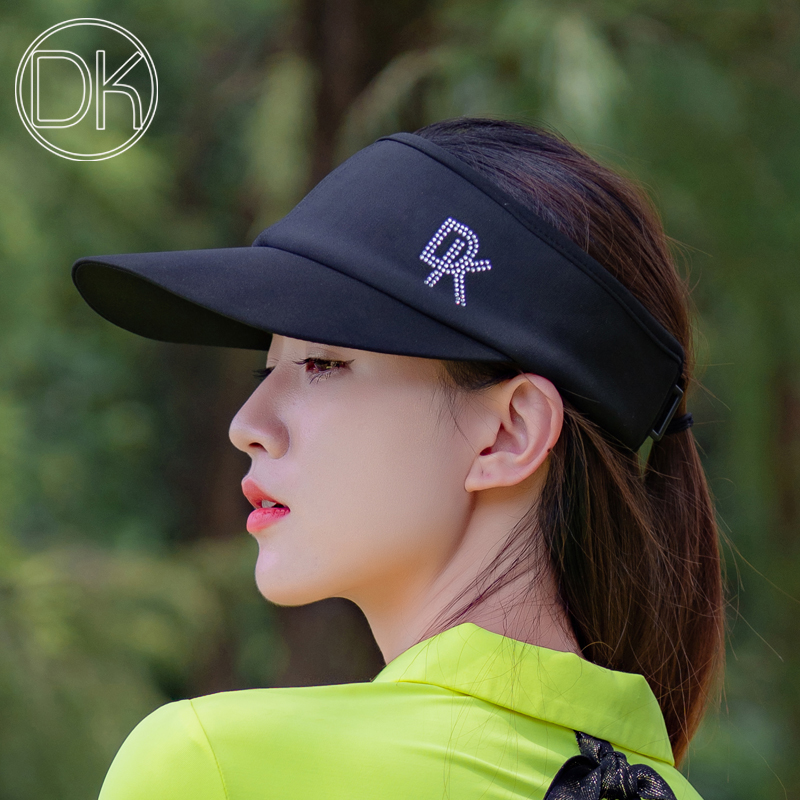 黑色高尔夫球帽子女空顶蝴蝶结飘带无顶太阳帽遮阳golf女士鸭舌帽