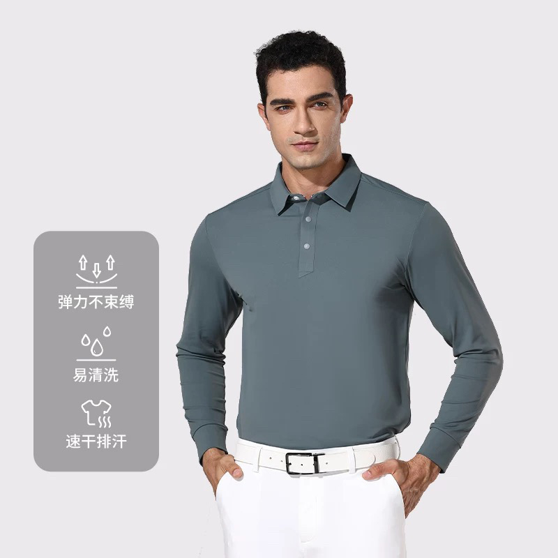 高尔夫长袖男士秋冬新款运动T恤衫吸湿干爽弹力服装男装长袖球服