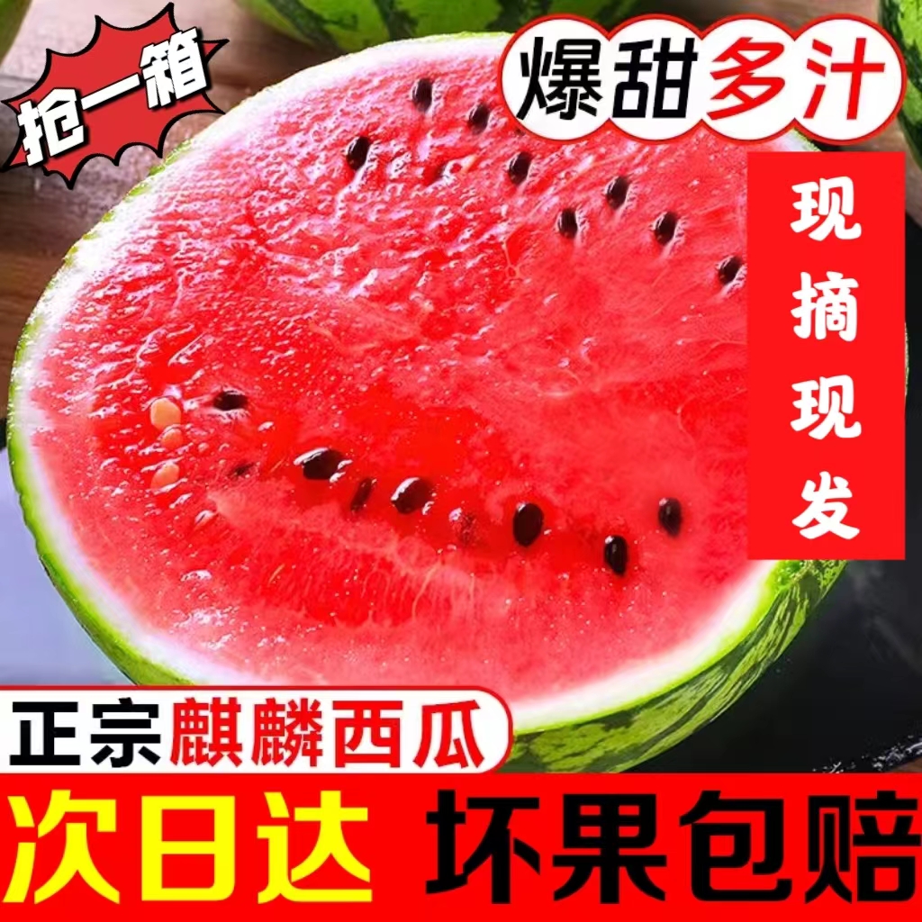 【半价抢】超甜冰糖麒麟大西瓜头茬脆甜薄皮有籽新鲜当季孕妇水果