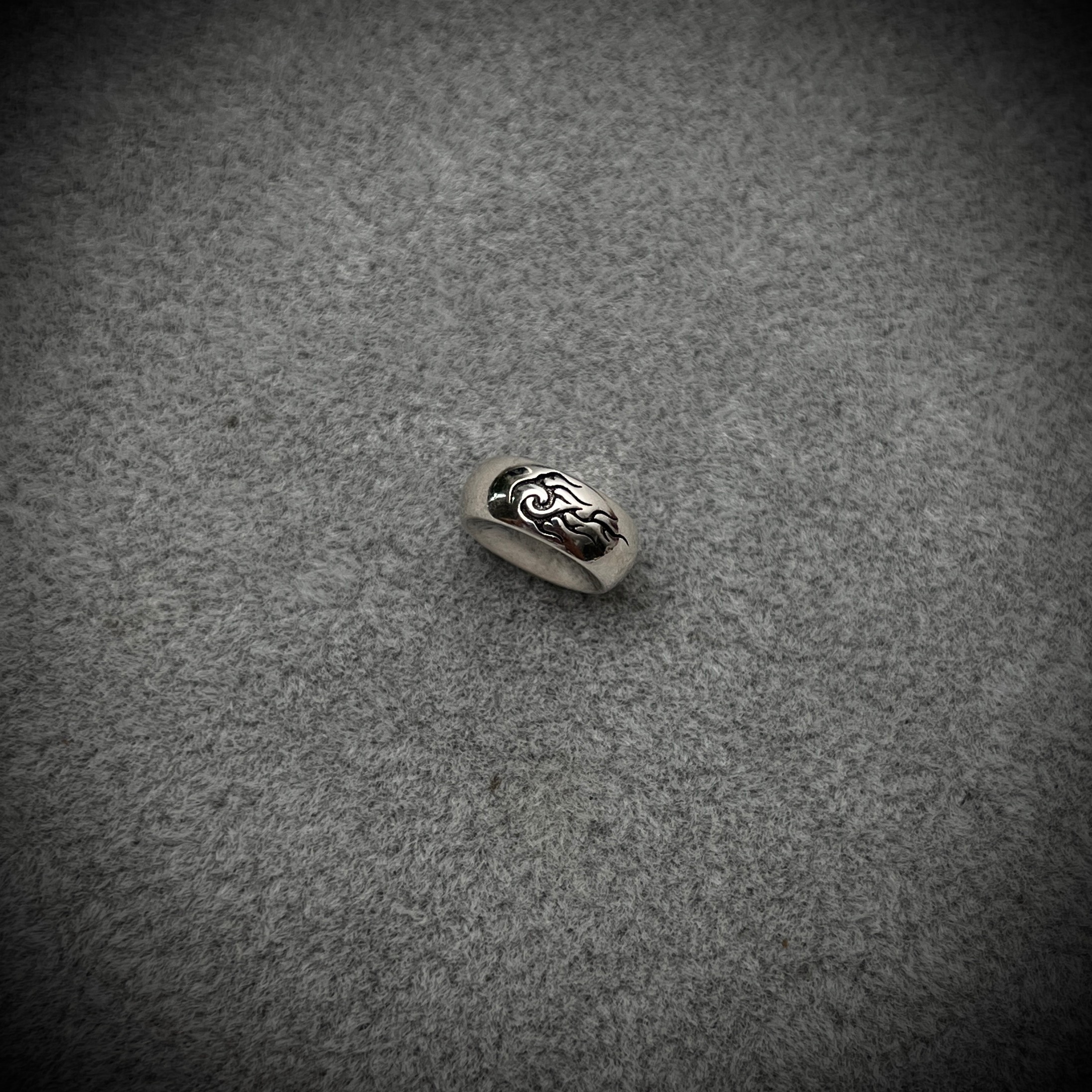 925银银制品 925银手工高抛通体实心火纹卡环文玩珠串单圈配饰