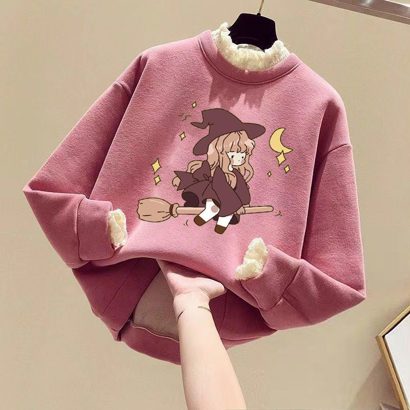 2023新款春秋装加绒加厚女童卫衣假两件韩版长袖宝宝洋气儿童上衣