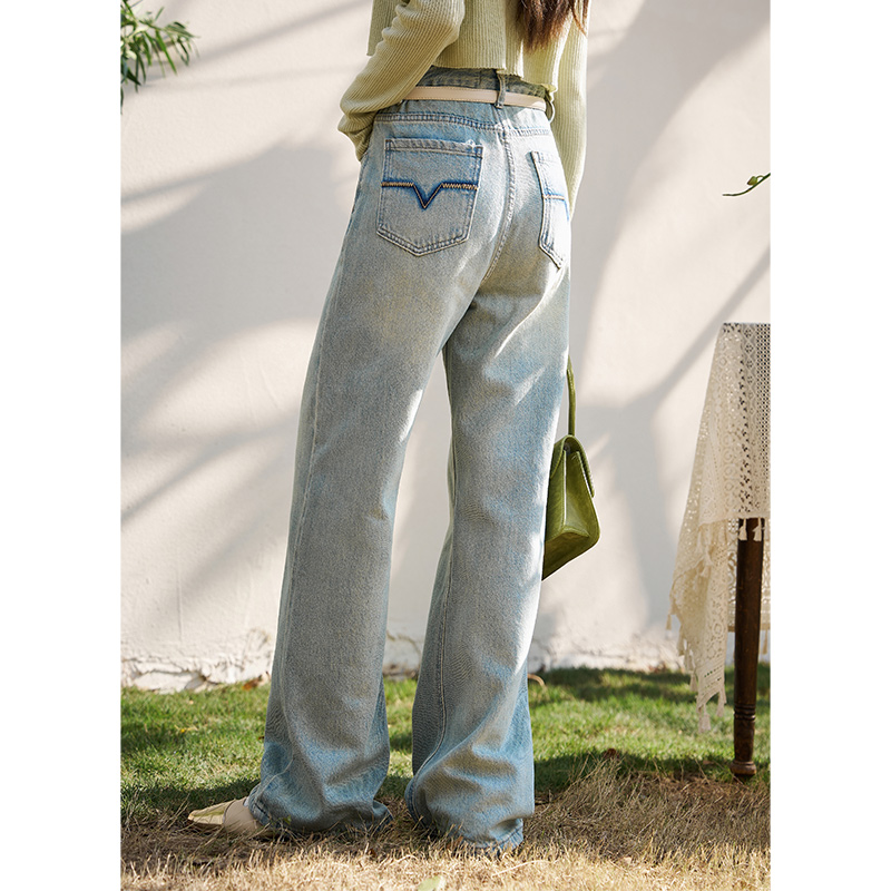 【年中大促】谜秀设计感高腰显瘦阔腿牛仔裤韩版裤子春秋休闲夏季